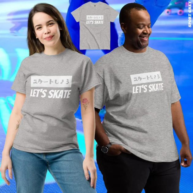 T-Shirt Lets Skate Cinzento/Bege Unisexo — Lisbon by Roller